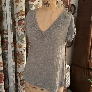Anthropologie Meadow Rue Grey Cotton Top Size Medium